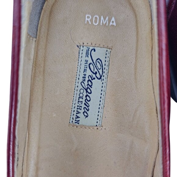 Vintage Bragano Cole Haan Italy Burgundy Leather Dress Shoe Men 9 Tassel Loafers - Picture 7 of 12